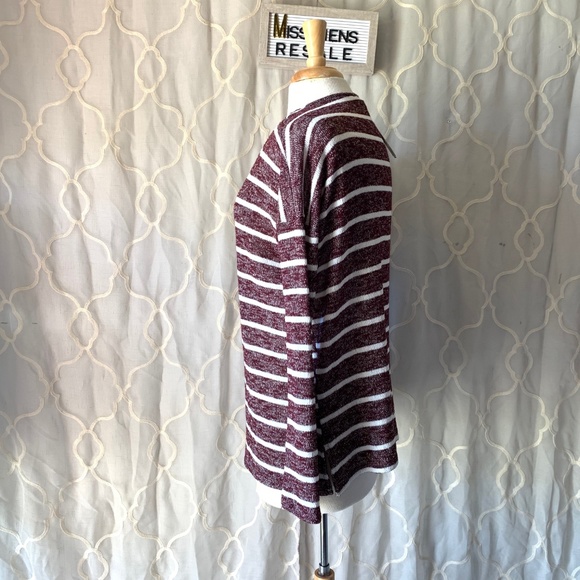 FINAL $ NEW GB BURGUNDY STRETCHY V NECK SHEER TOP - Picture 4 of 7